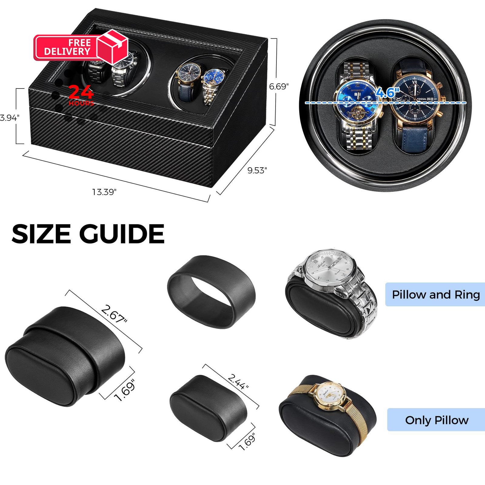 ANWBROAD Watch Winders for Automatic 15.94 x 7.67 x 11.81 inches, Black