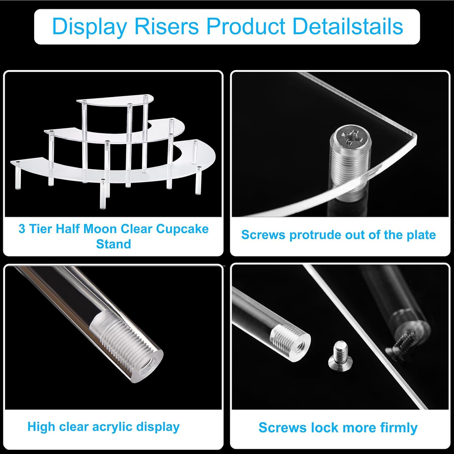 2PACKS Acrylic Display Risers, 3 Tier Clear Cupcake Stand Risers, Perfume Stand