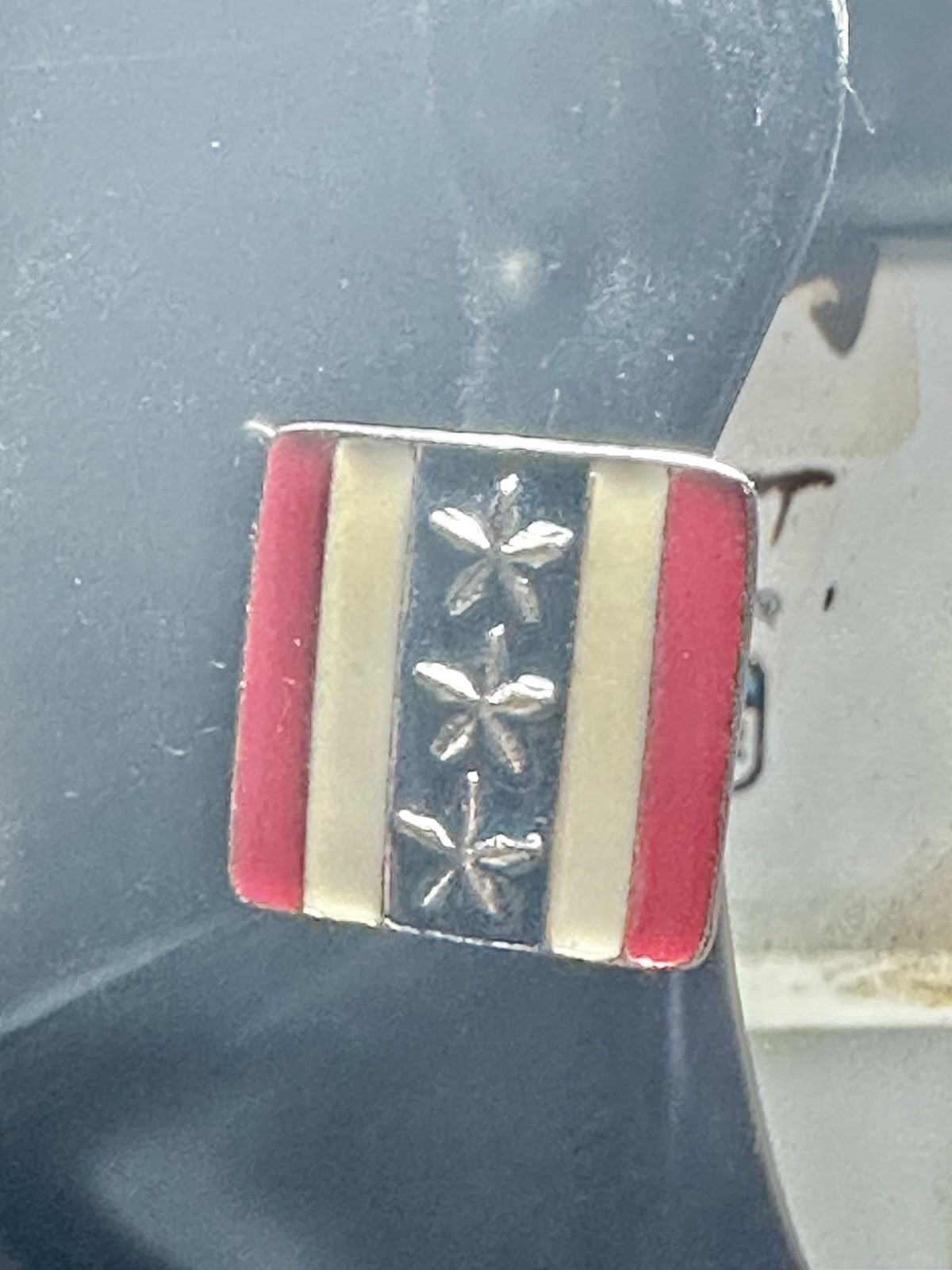 Vintage Gold Tone Red/White & Blue Enamel Patriotic Pierced Earrings