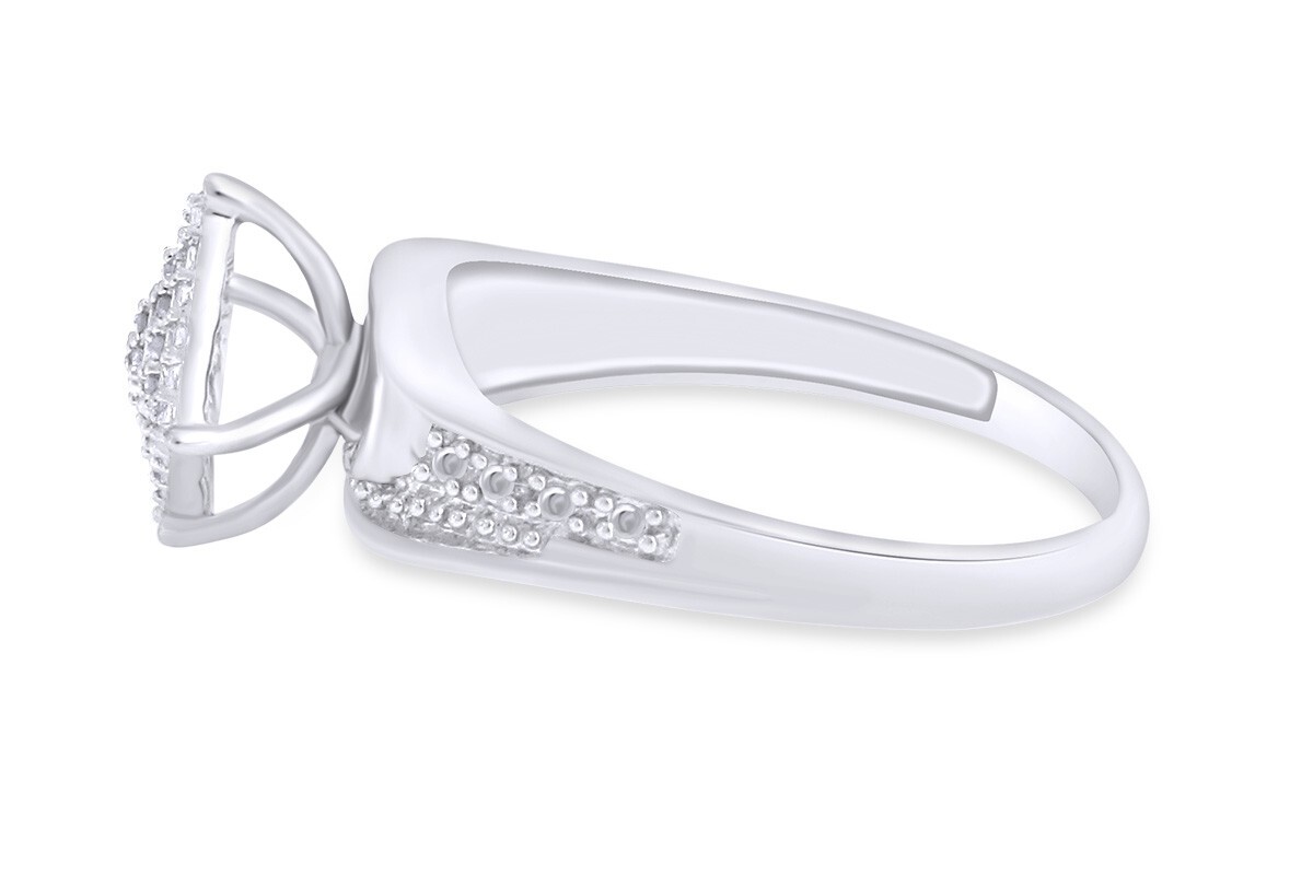 Natural Diamond Accents Wedding Engagement Ring 14K White Gold Plated Silver