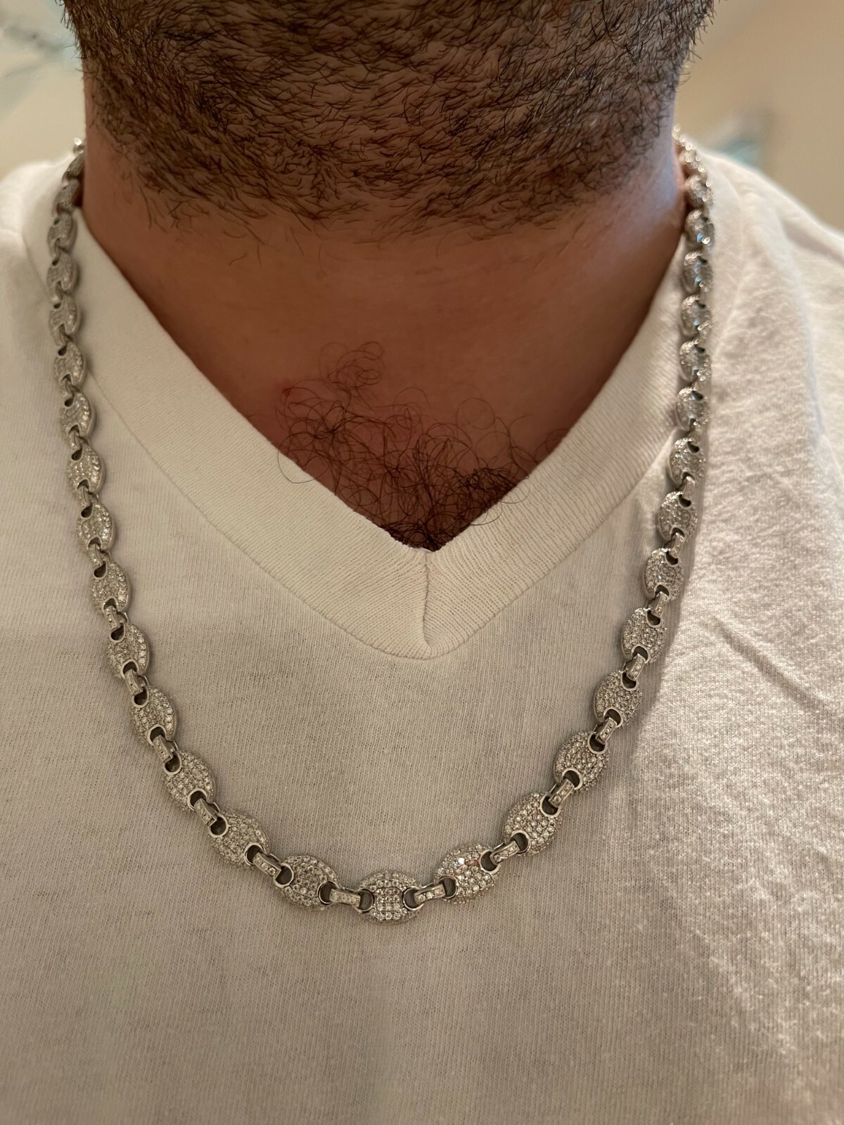 Puff Gucci Link Chain Out ICED Moissanite Pass Diamond Test 925 Silver 8mm Thick