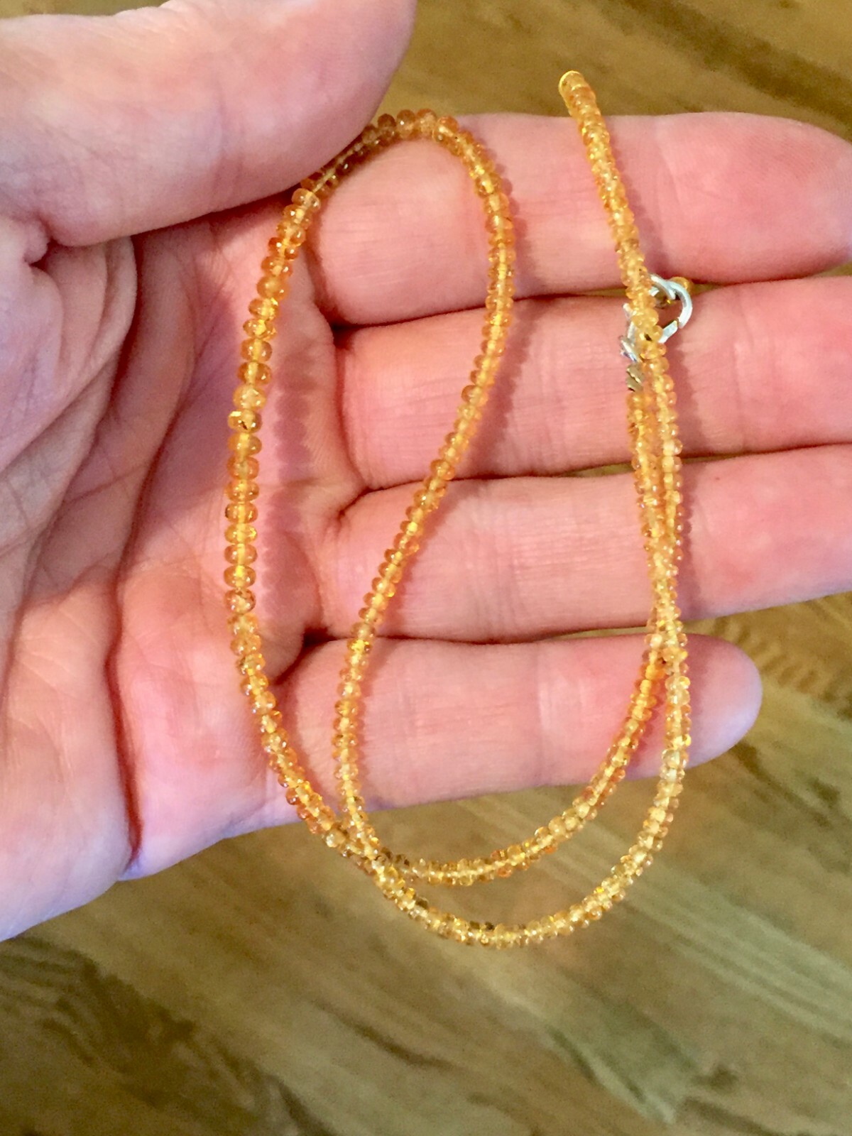 Spessartite Garnet Silver Necklace 16.5″ Rondelle 2.5-3.5mm beads Spessartine