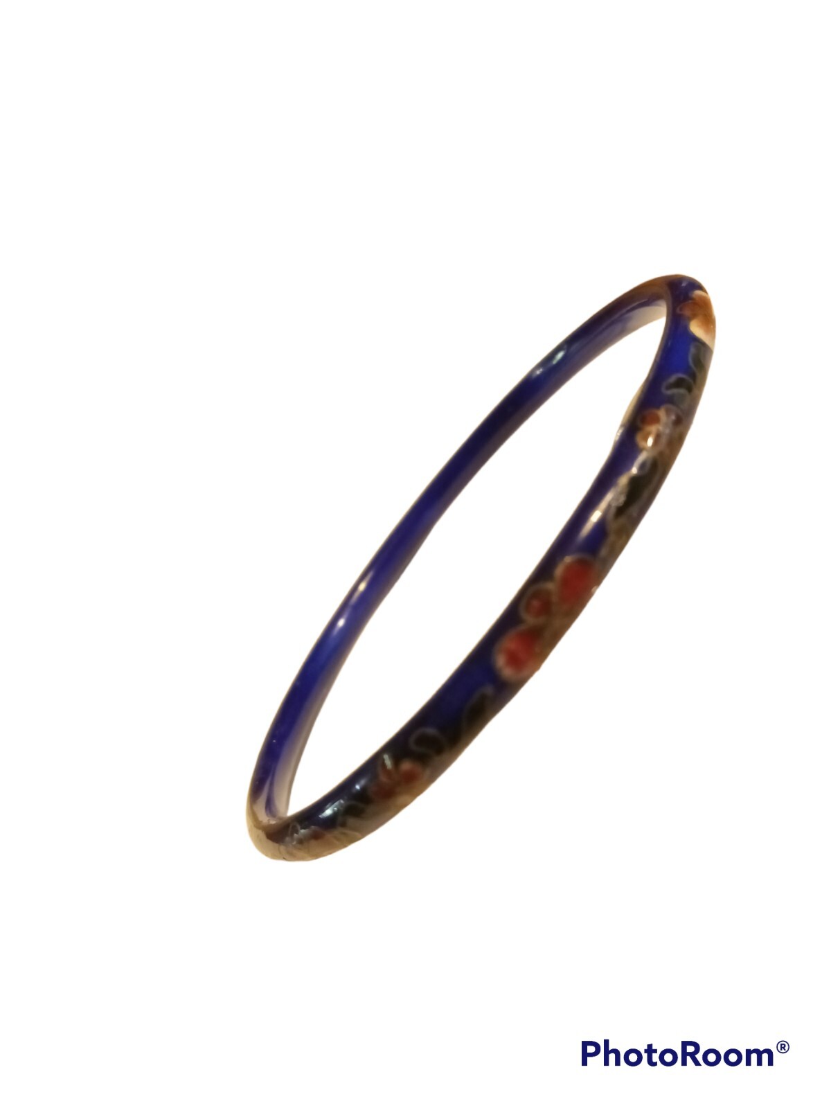 Vintage Asian Cloisonne Cobalt Blue Bangle Bracelet.  Beautiful!