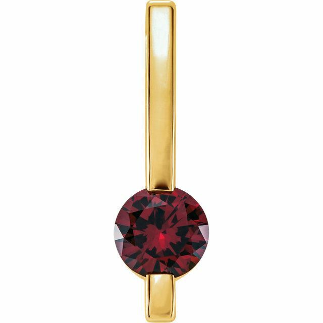 14K Gold Round Pendant Setting Solitaire Pendant Mount Modern Bar 3.25mm to 8mm