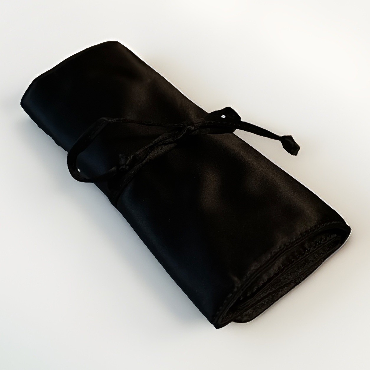 J.Crew Black Satin Roll Up Travel Jewelry Organizer Case 3 Zip Pockets