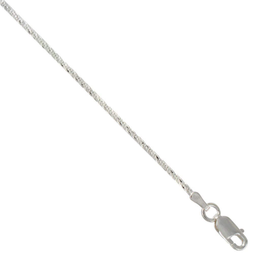 925 Sterling Silver Very Thin Snake Chain Necklace Diamond Cut 1.4mm 16″ to 20″