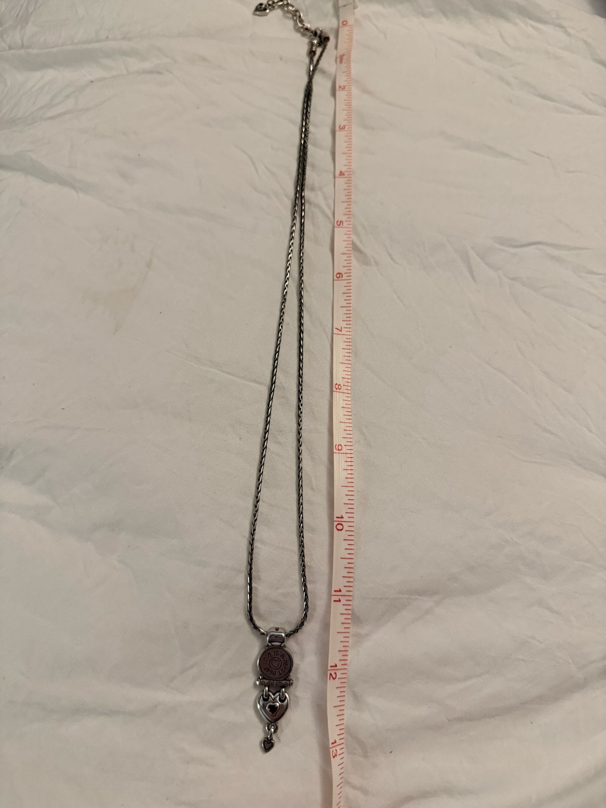 Brighton “Love Is A Heart Beat” Silver Heart Pendant Necklace & Matching Earring