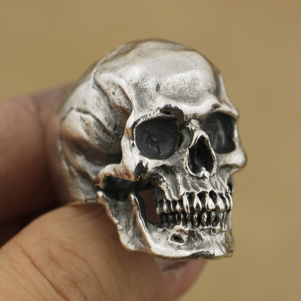 925 Sterling Silver Heavy Skull Ring Mens Biker Gothic Ring Punk Jewelry TA50D