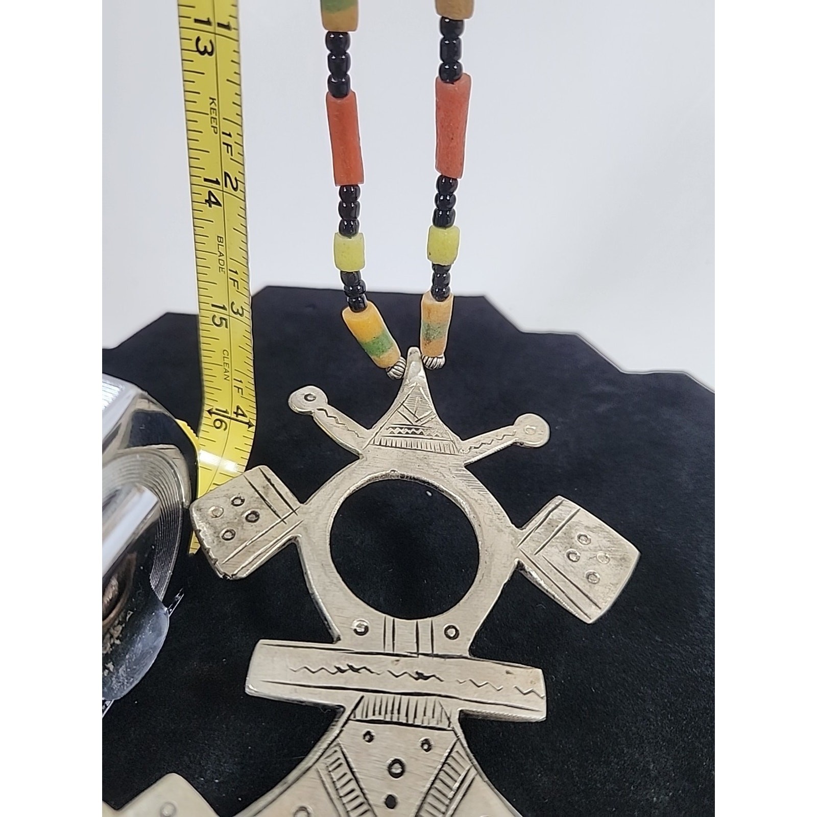Tuareg Cross Pendant Traditional Ethnic Tribal Beaded Traditional Necklass