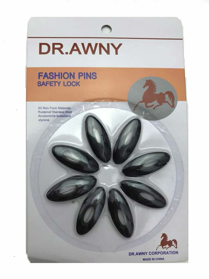 Hijab Safety Pins Brooch 8pc New Ladies High Quality Snag Free Black Scarf Pin