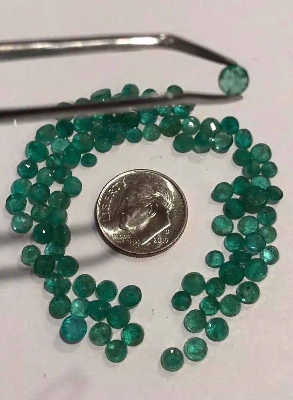 EMERALDS – NATURAL FACETED ROUND – Loose Gems ~3mm-5mm- 1 STONE/$14.99- FASTSHIP