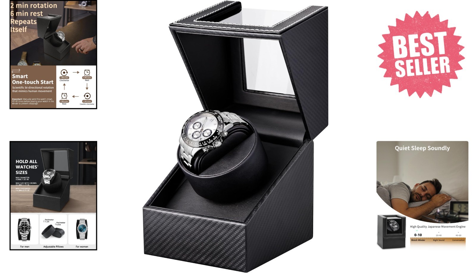 Automatic Watch Winder with USB-C Power Supply – For Watch Enthusiasts