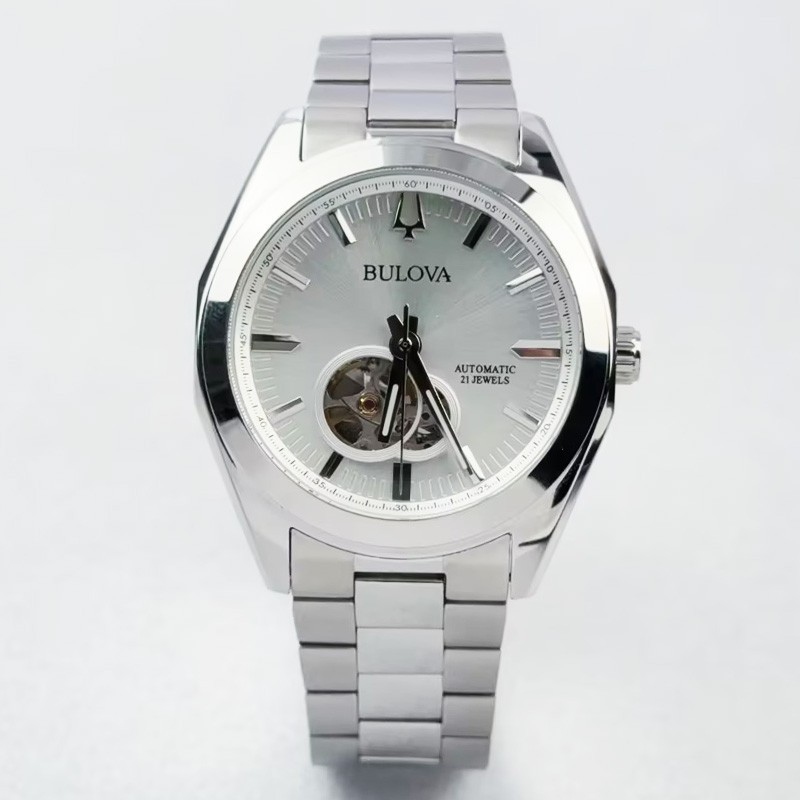 Bulova Surveyor Silver Tone Dial Automatic Men’s Watch 42 mm 96A274