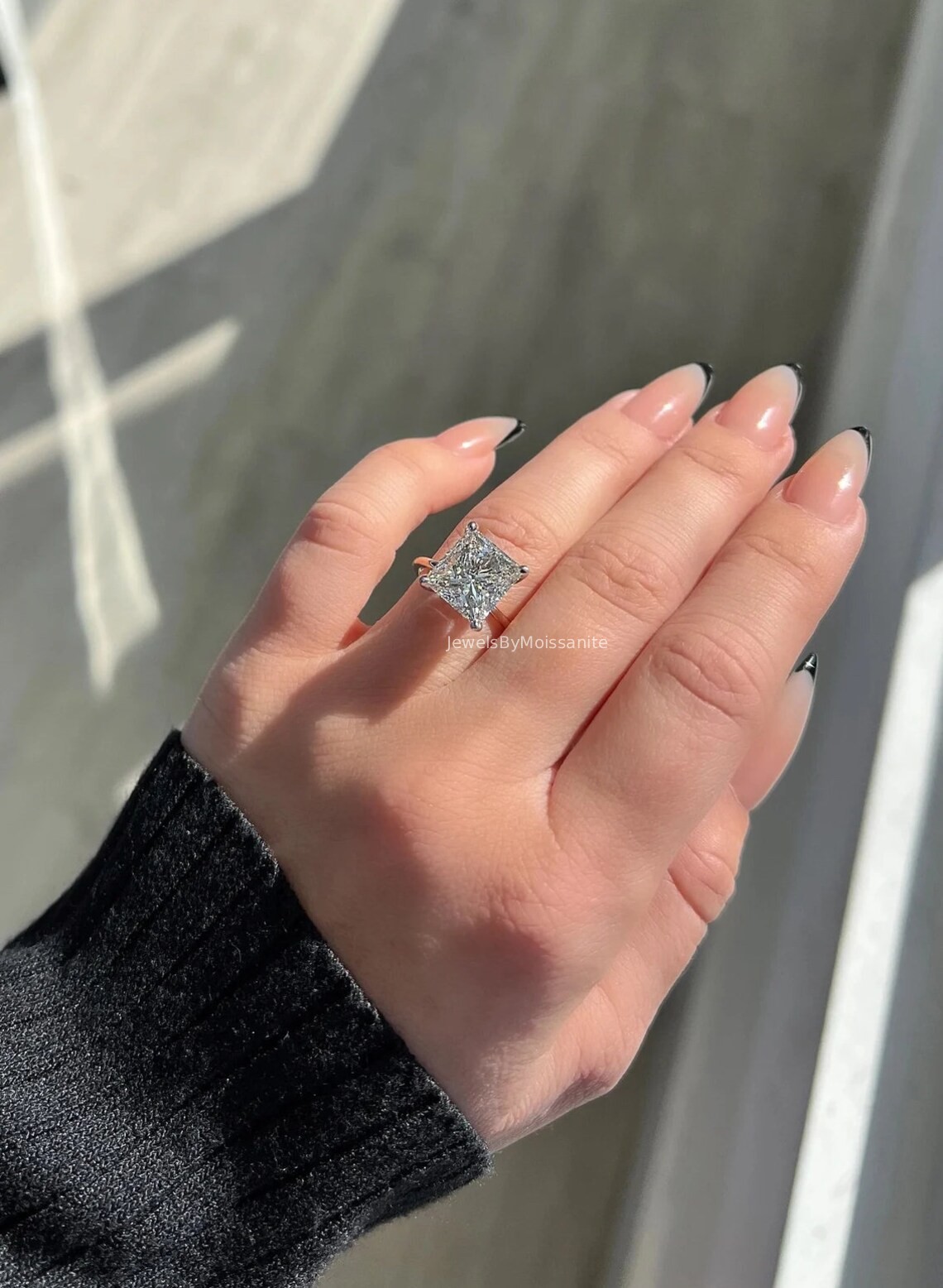 5 Ct Hidden Halo Princess Cut Moissanite Engagement Ring For Her 925 Silver
