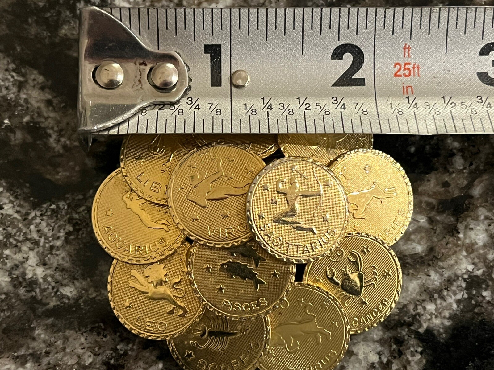 Brooch Astrological 12 Month Golden Color 2 1/4” Round Great Detail