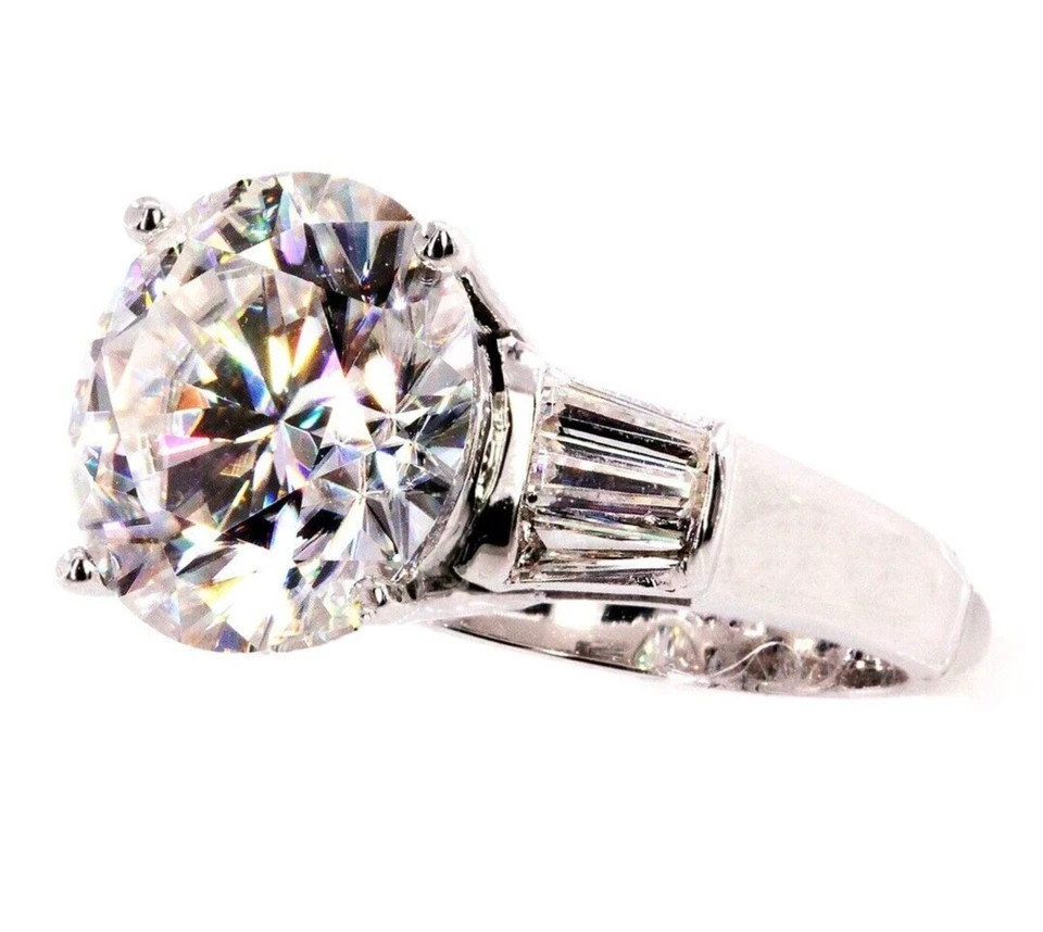 RARE 9.55 Ct Certified White Treated Diamond Solitaire Ring In 925 Silver