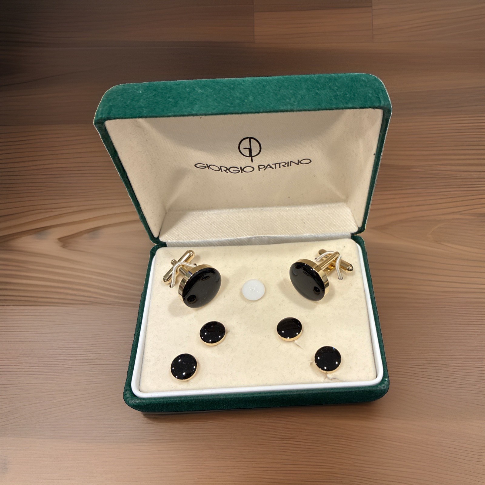 Giorgio Patrino gold-plated tuxedo stud and cufflink set In Original Case