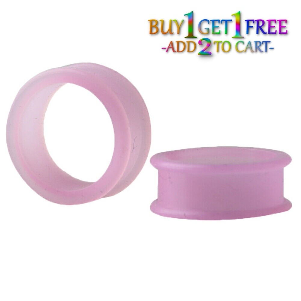 Pair 12g-50mm PURPLE SILICONE FLAT FLARE TUNNELS Double Gauges Thin Flesh 3007