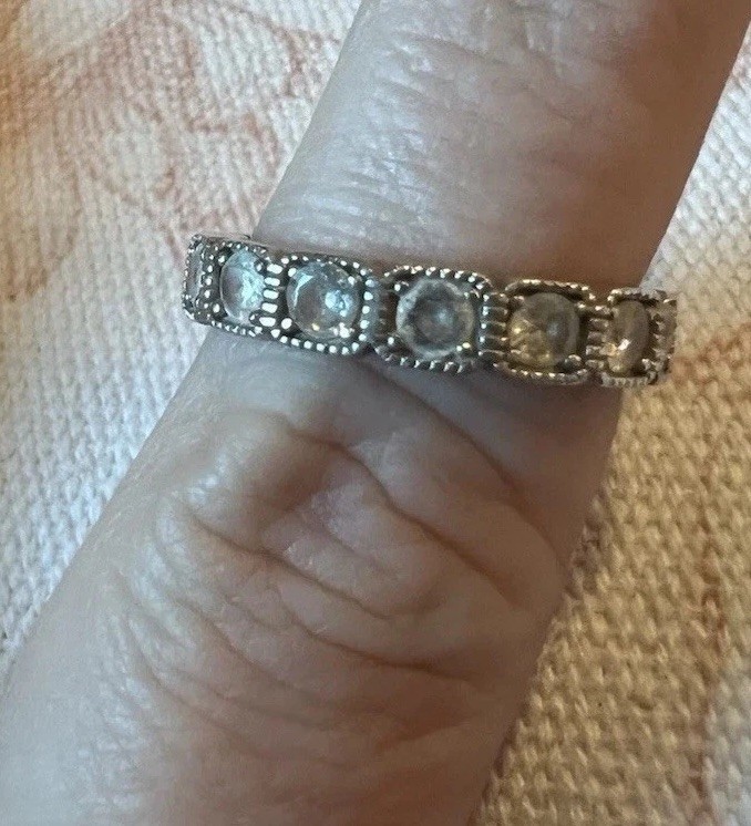 Fuzion Creation FZN Sterling Silver Cubic Zirconia Band Ring 925 Size 8 Read! C9