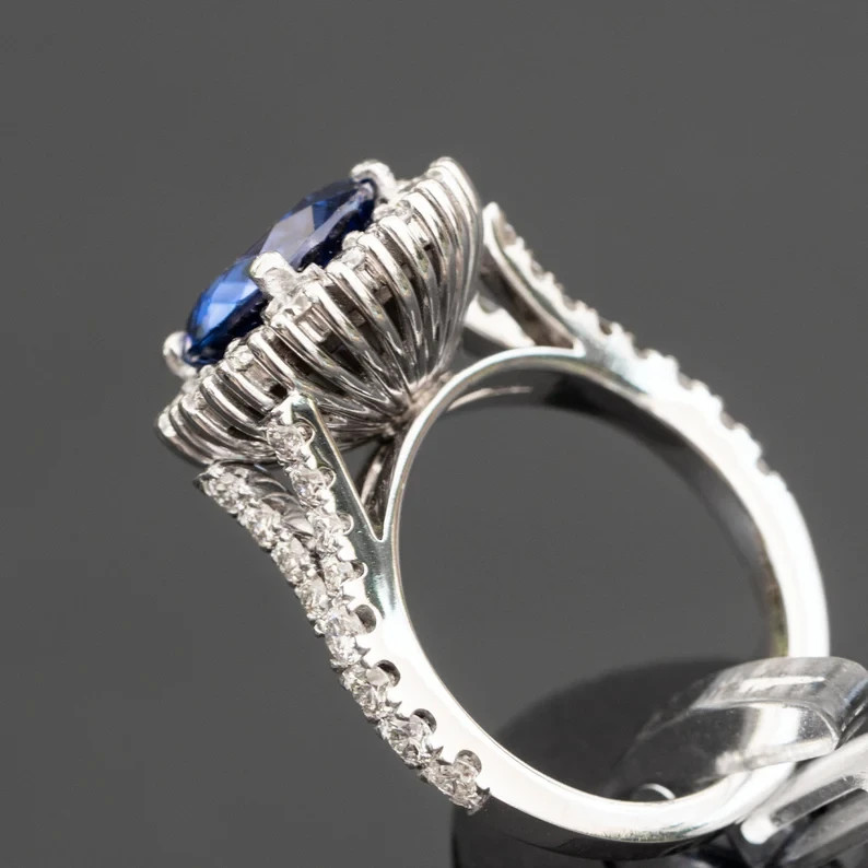 2.50 Ct Round Cut Natural Sapphire & Diamond Wedding Ring 14K White Gold Size 7