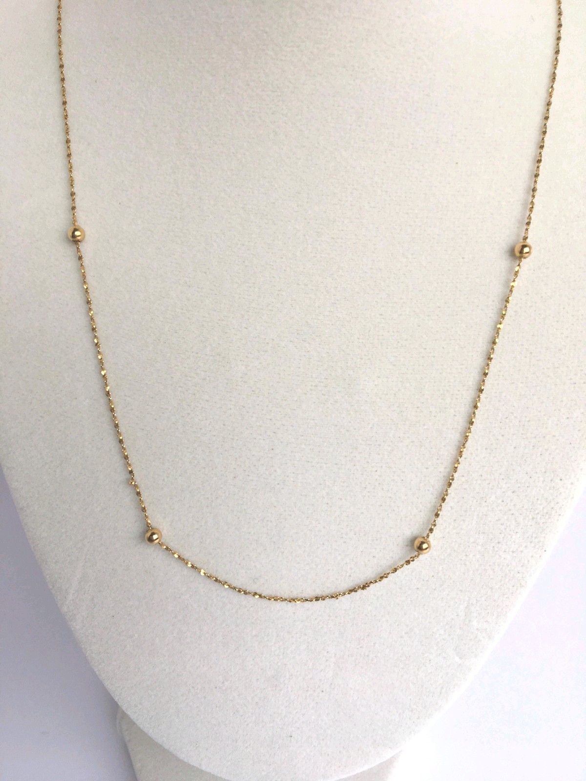 14K Solid Gold Italy Satellite Bead Chain Necklace 19.5” Twisted