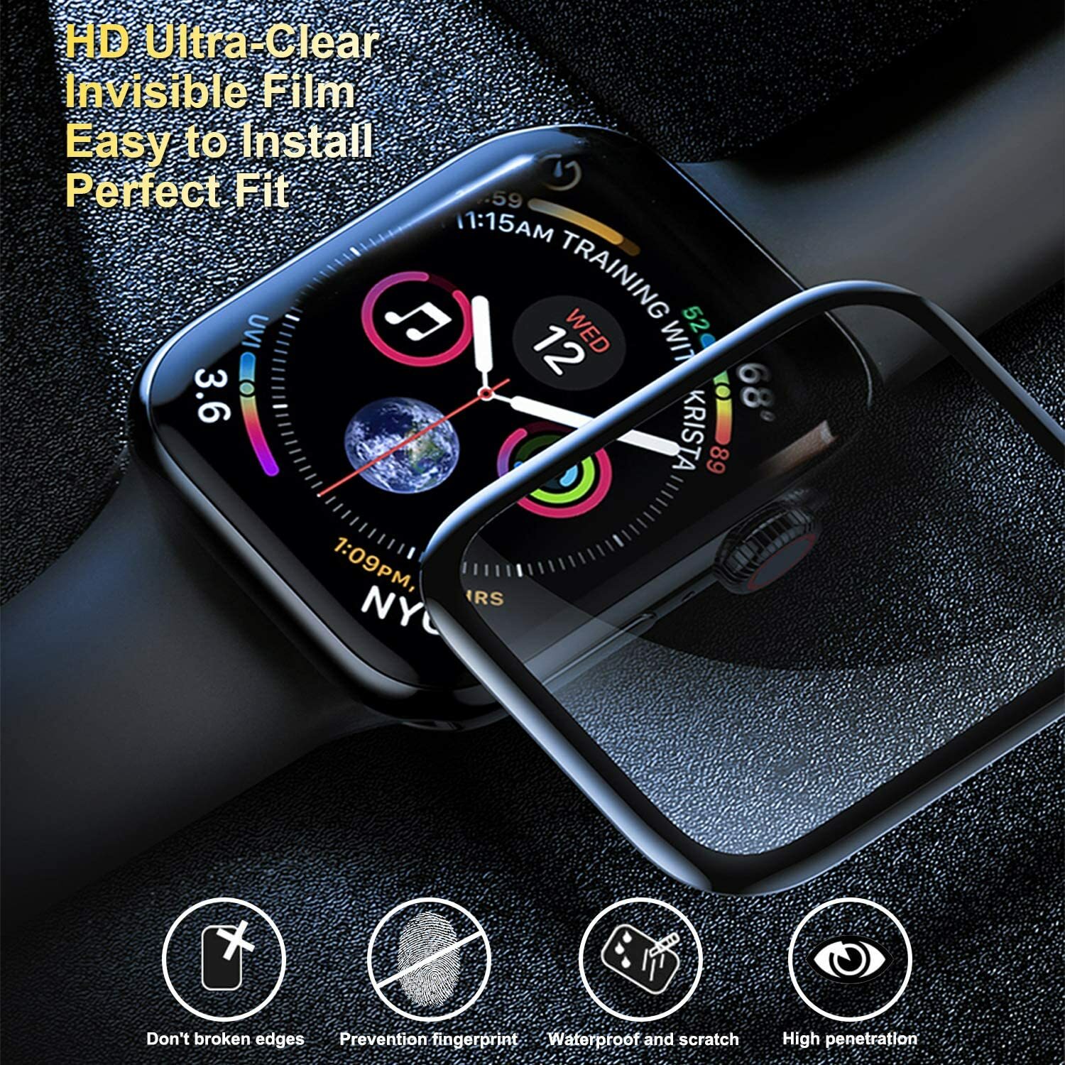 Band Strap +Screen Protector For Apple Watch 7/SE/6/5/4/3/2 iWatch 44/42/40/38MM
