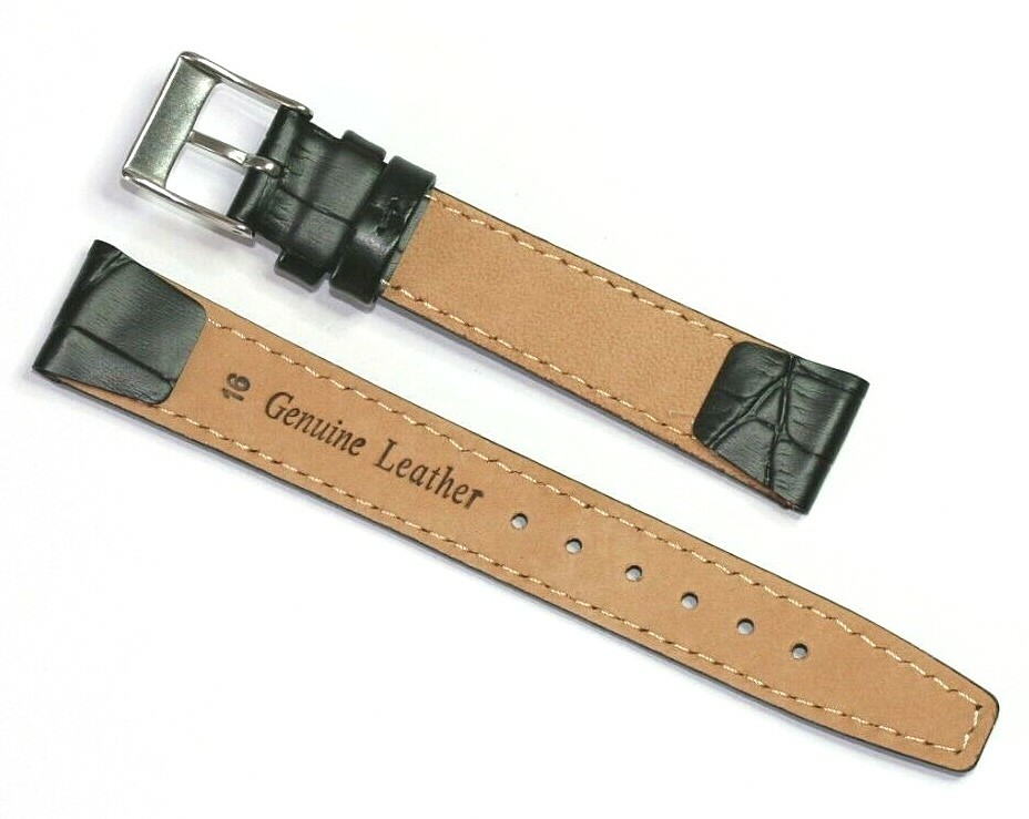 EASY FIT CLIP ON OPEN ENDED LEATHER WATCH STRAP BLACK 12MM to 20MM FREE POST