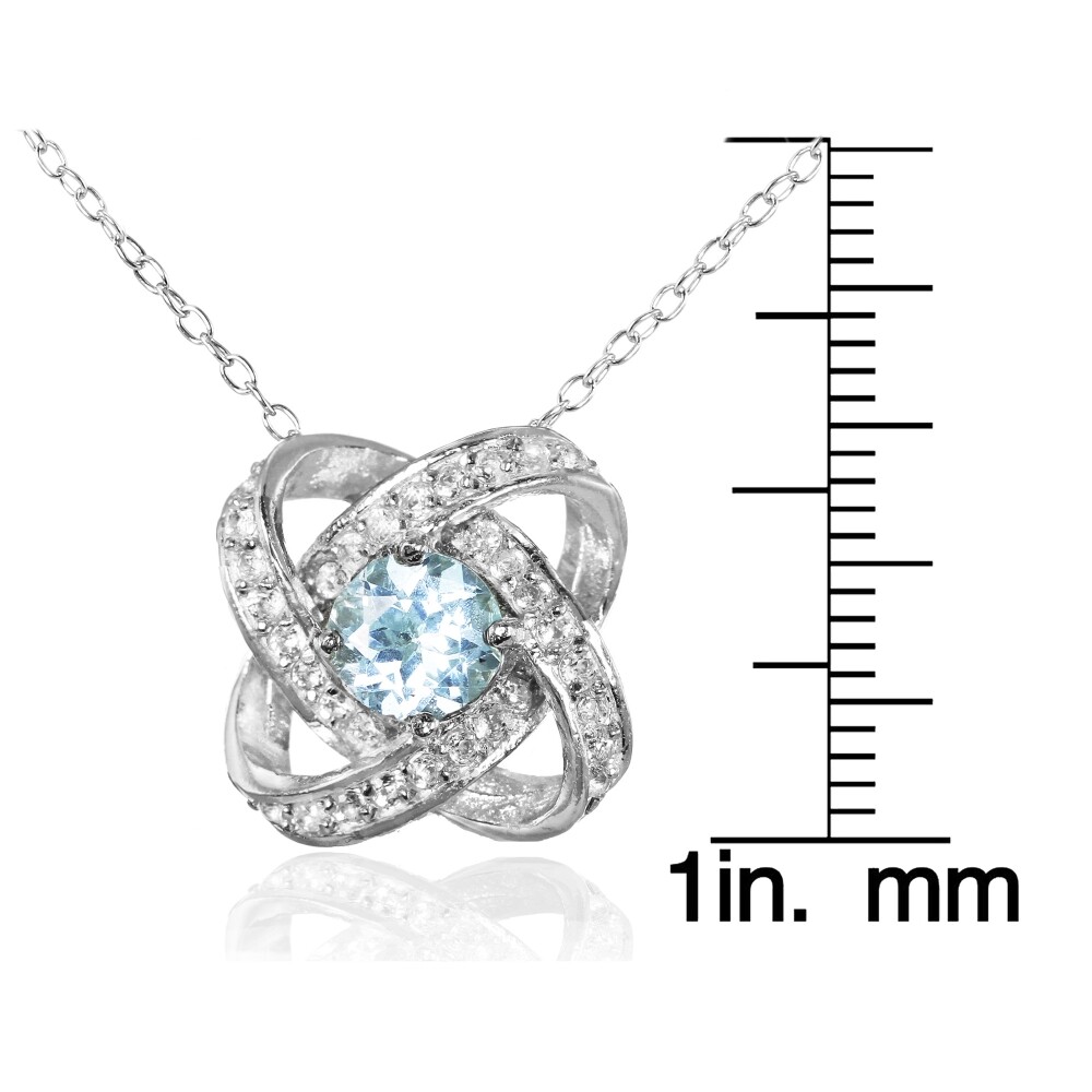 Sterling Silver Blue and White Topaz Love Knot Necklace