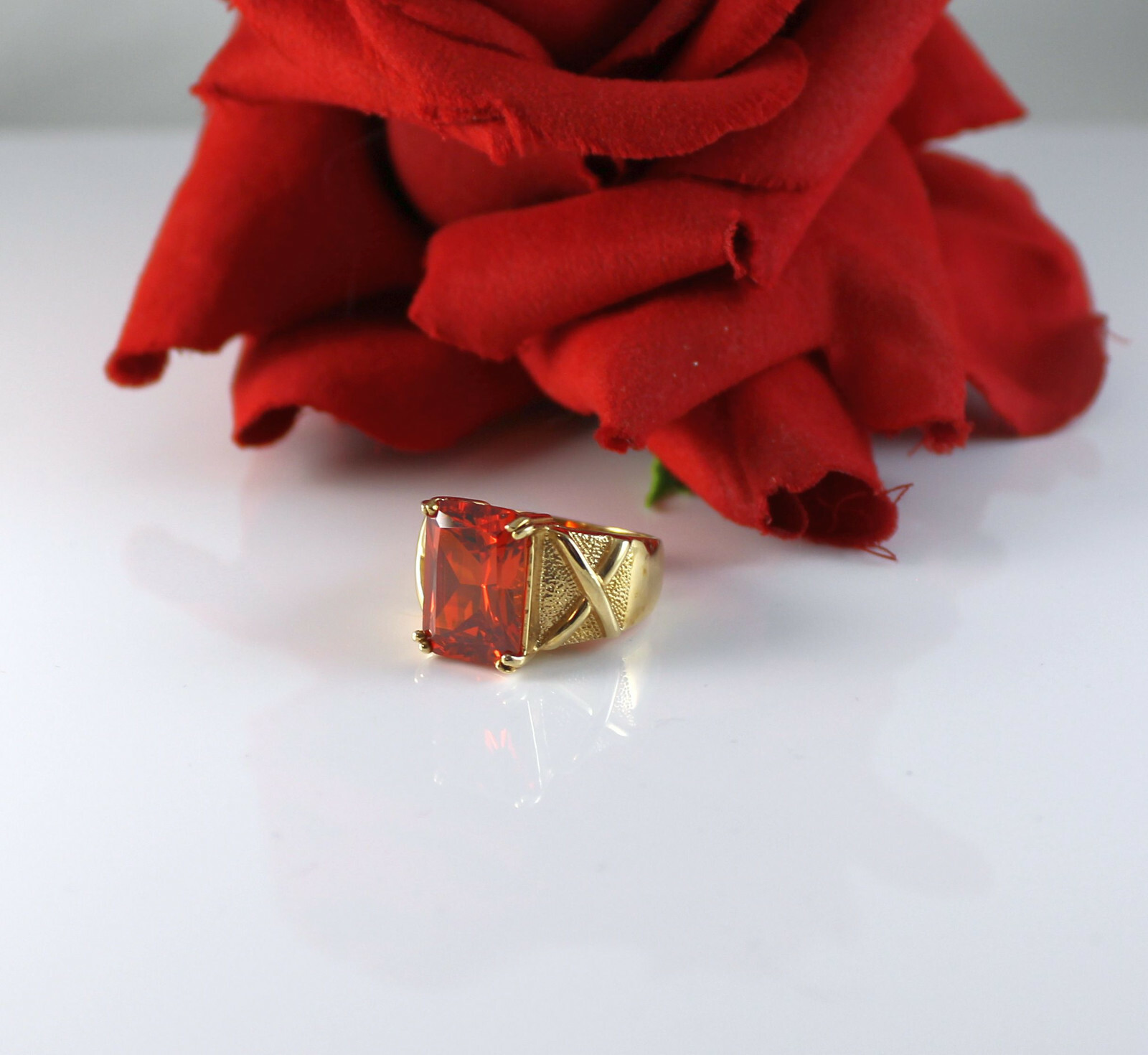 Sterling Silver Vermeil Ross Simonds Orange 9.11g Ring Size 6 CAT RESCUE