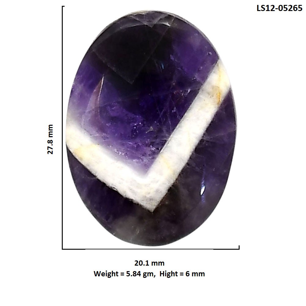 Natural Chevron Amethyst 20.1×27.8×6 mm Oval Shape Polished Gemstone LS12-05265