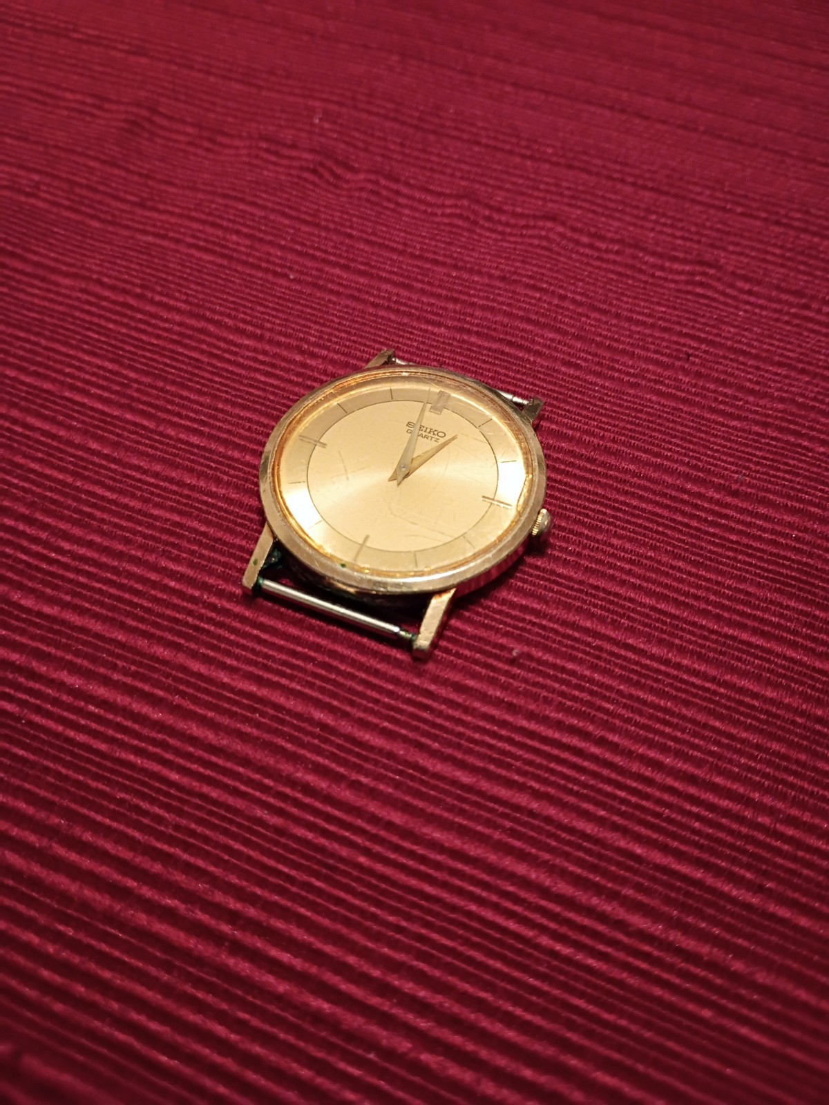 Seiko Quartz Gold Tone Analog Dress Watch Head Only Round Baton Dial – Working