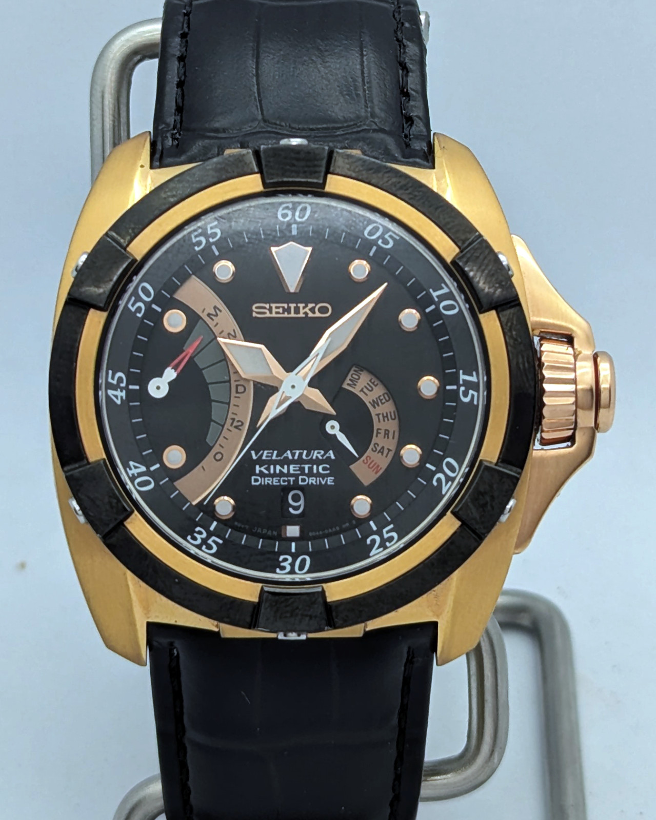 Seiko Kinetic Velatura 5D44 Direct Drive Rose Gold Sapphire | New Capacitor/Box