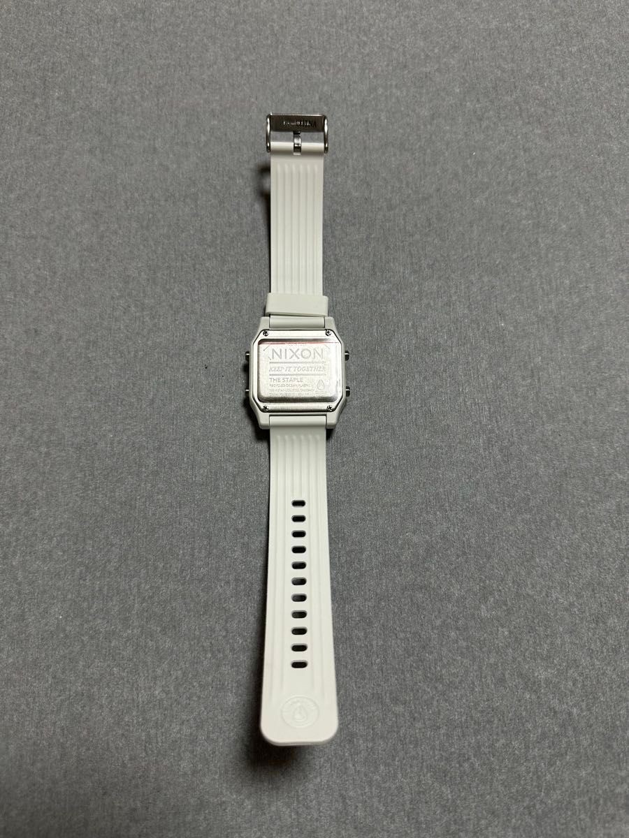 NIXON Staple Digital Watch White LCD Dual Time Alarm 100m 38mm Box Included