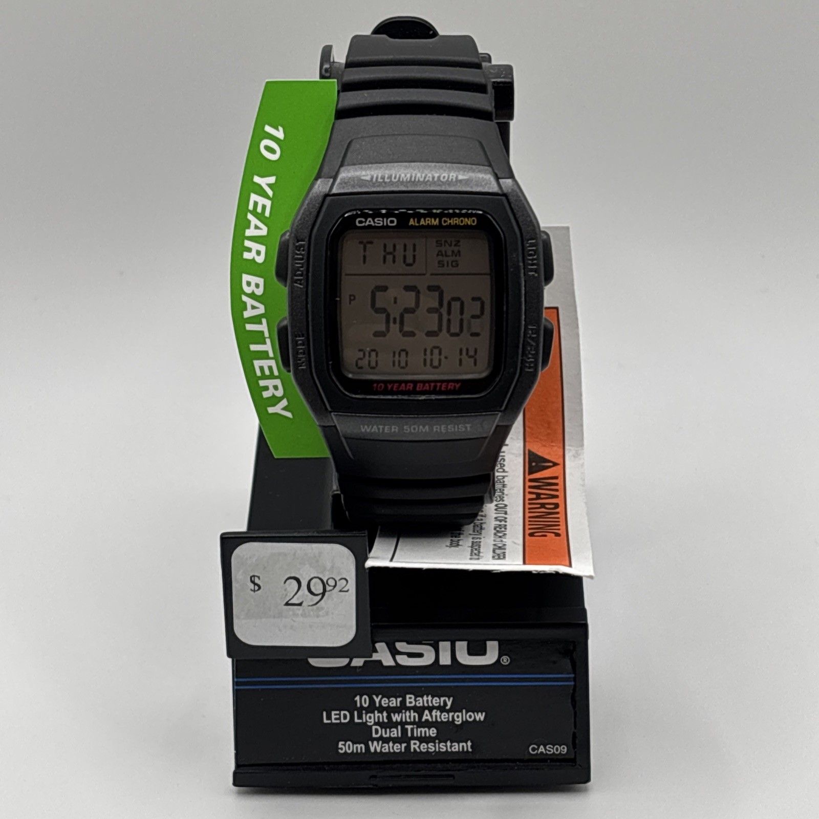 Casio W96H-1BV 50M WR Chronograph Watch Alarm 10 Year Battery Date Black NEW