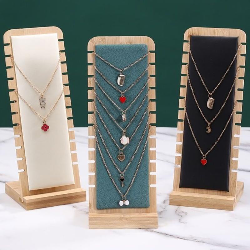 Creative Bamboo Wooden Jewelry Display Stand Necklace Bracelet Holder Organizer