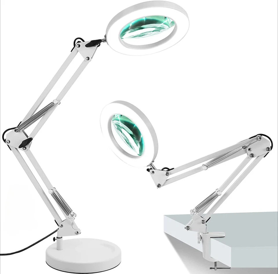 10X Magnifying Glass Desk Light Magnifier LED Lamp Reading Lamp With Base /Clamp