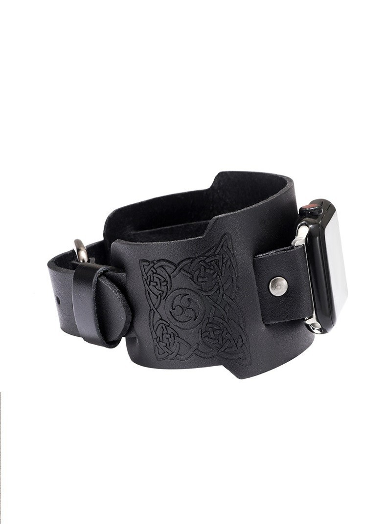 Wide Leather Cuff Band Compatible with Apple Watch 38 40 41 42 44 45 49mm