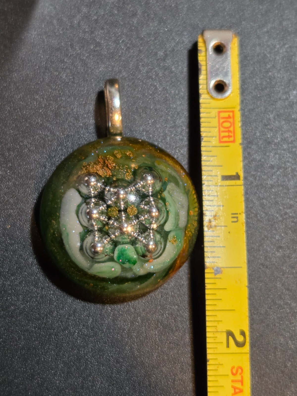 OOAK Nebula Alien Probe Resin Round Pendant BB Inclusions N103