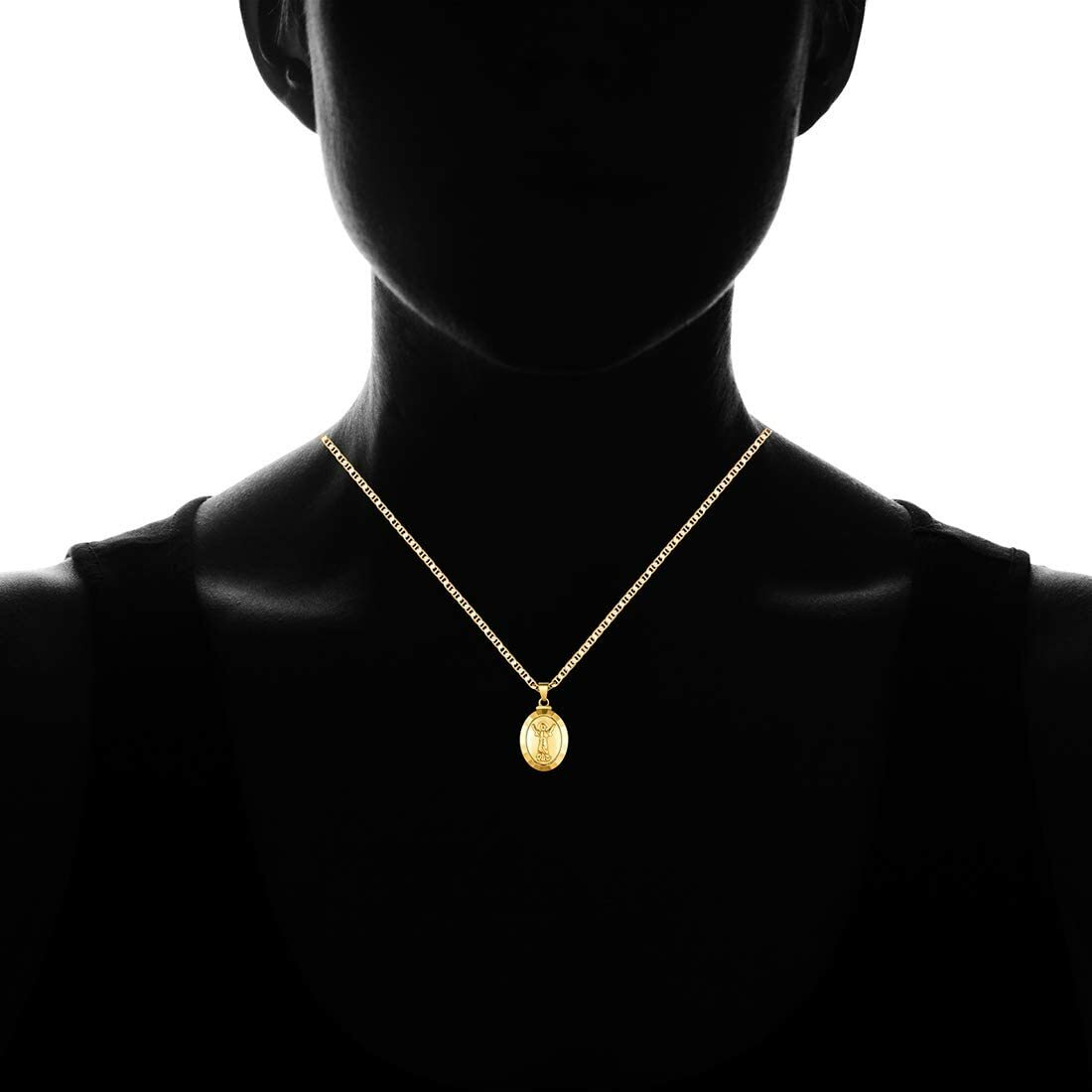 Baby Jesus Necklace for Women Men Boys Girls 18K Gold Plated Flat Mariner 24″