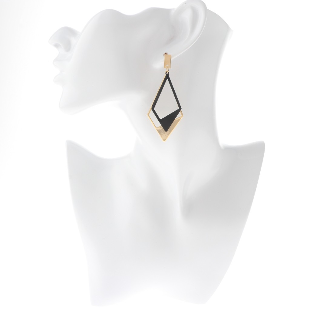 Gold Tone Alloy Metal Fashion Post Dangle Earrings XDS116-BLK
