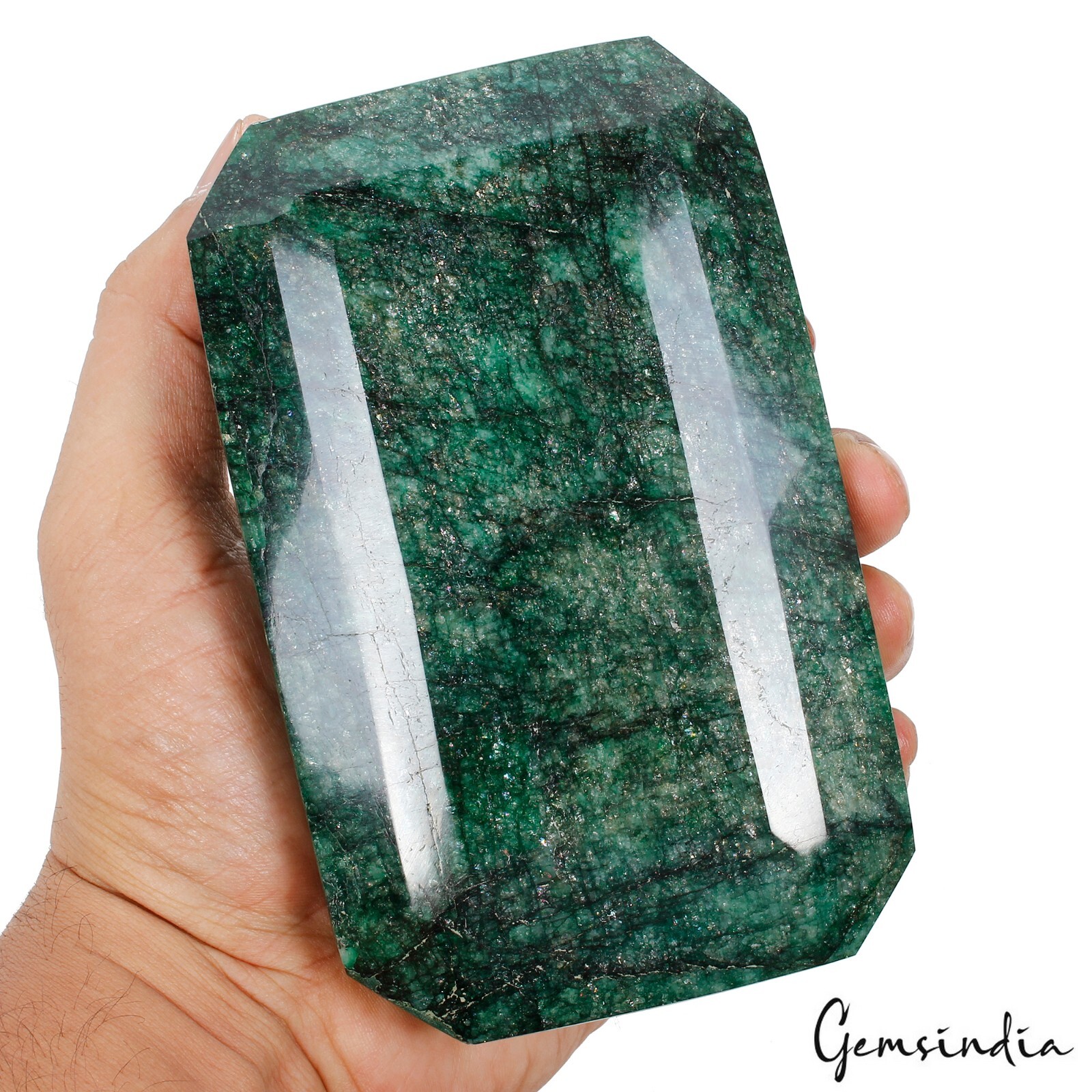 Natural Brazilian Emerald Loose Gemstone 1.1kg Huge Octagon Cut Specimen