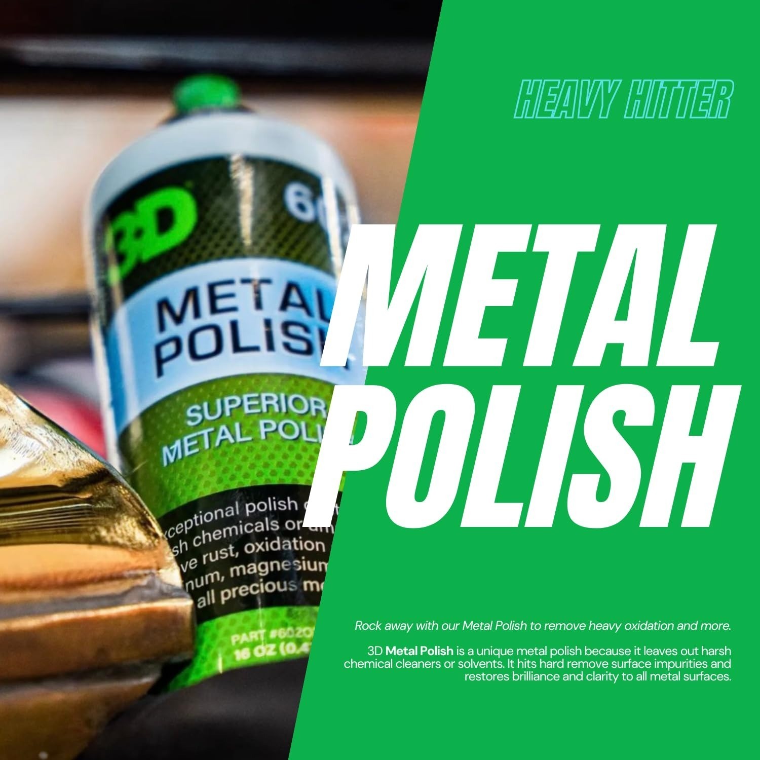 3D Metal Polish 16oz – Heavy Duty Cleaner for Aluminum, Chrome, Brass