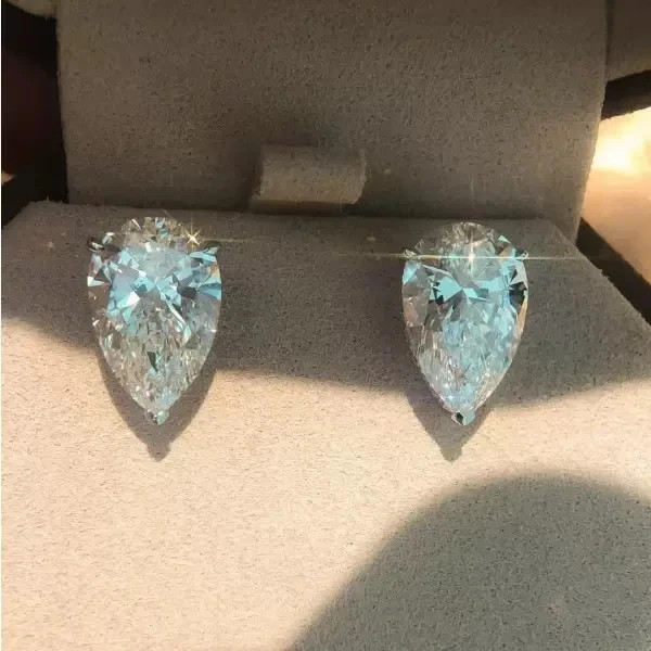 4.00 CT Pear F-VS1 Lab Grown Diamond Women Wedding Stud Earrings 14K White Gold