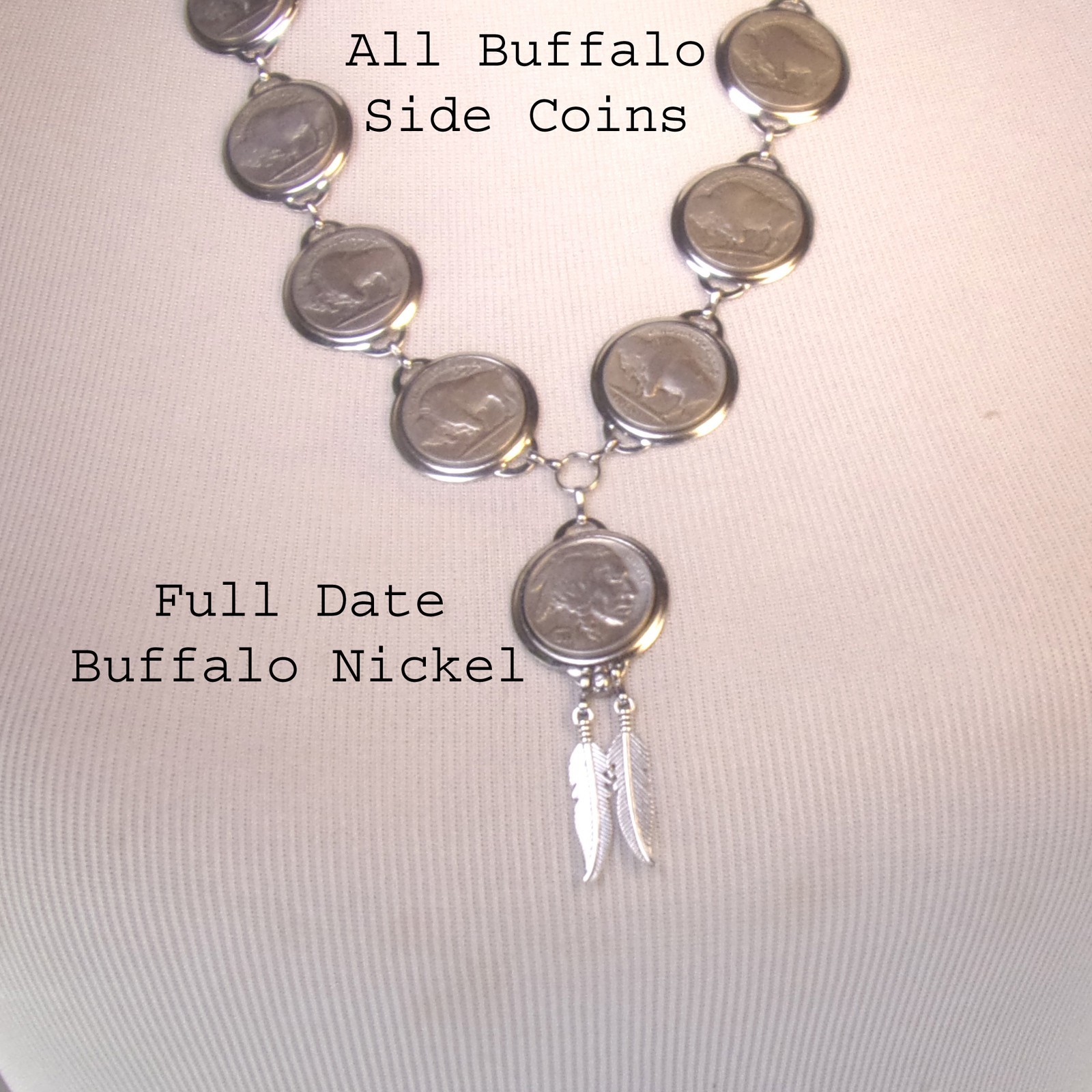 Buffalo Nickel Necklace,11 Coin Genuine Buffalo Nickel Necklace, Unique Design