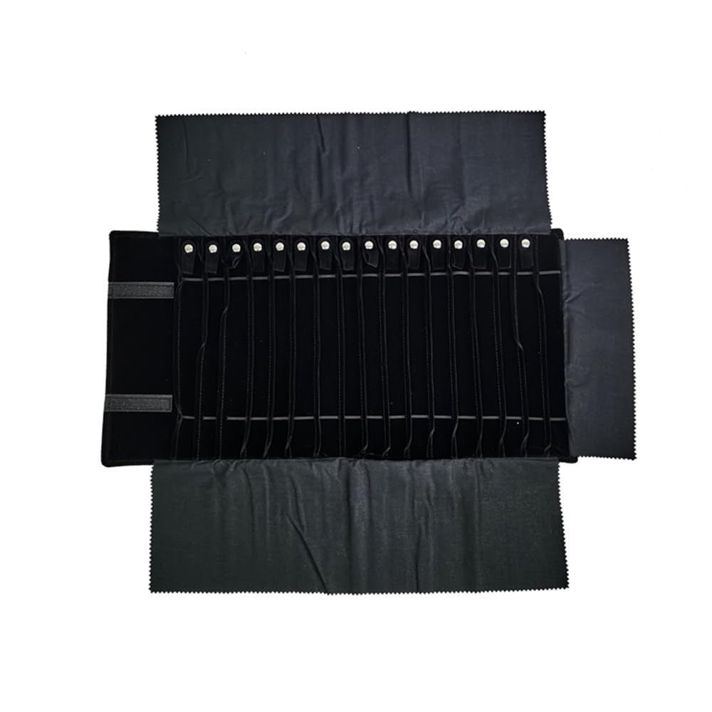 Tangle-Free Travel Jewelry Organizer Case, 16 Slots, Compact Velvet Storage Bag