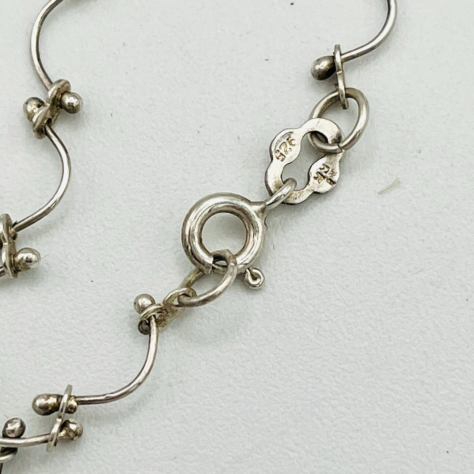 Vintage RK Sterling Silver 925 Bead Bar Vine Link DNA Necklace & Bracelet