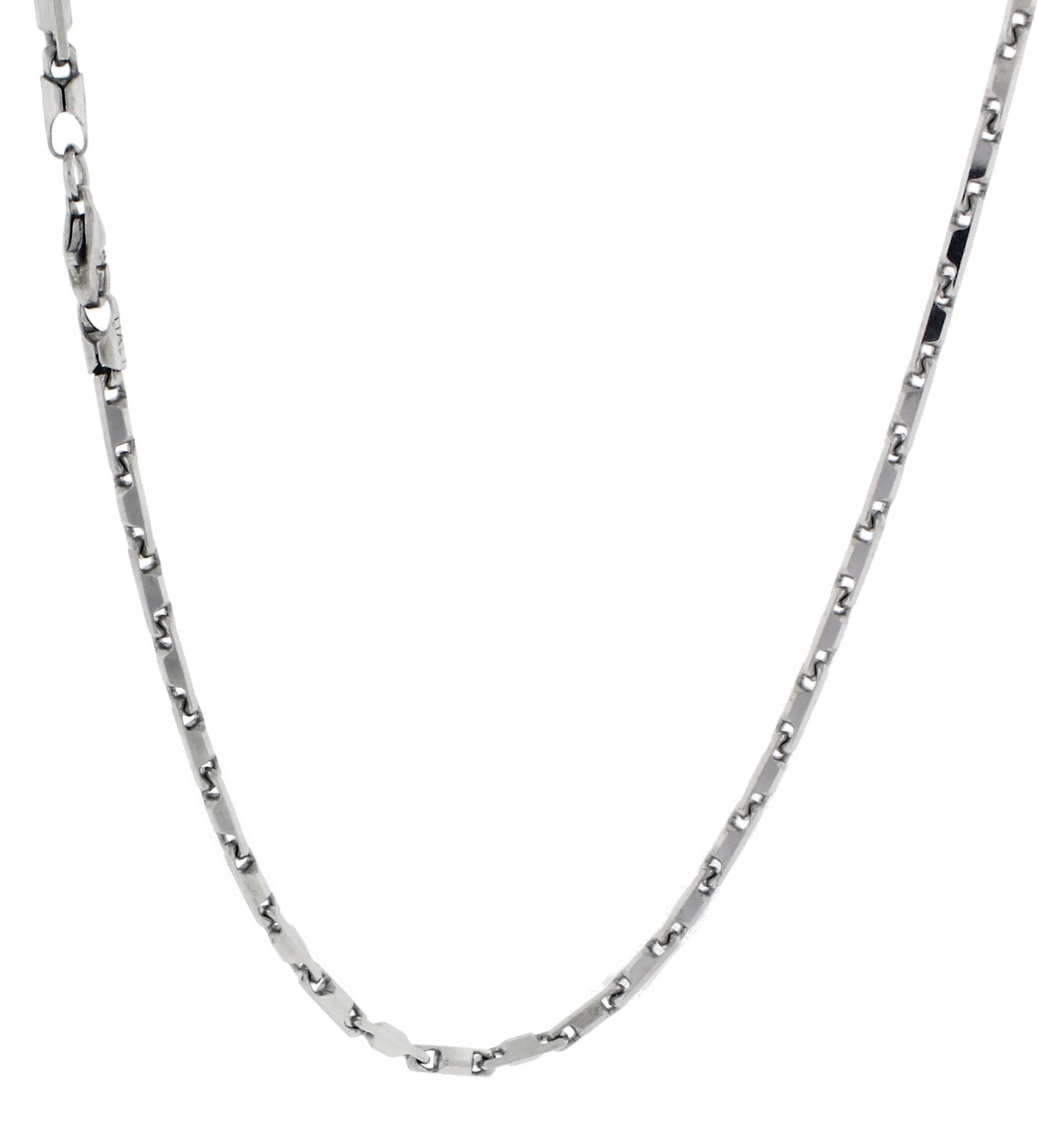 925 Sterling Silver He She Arrow Link Bullet 3 mm Chain Rhodium Plated 18 inches