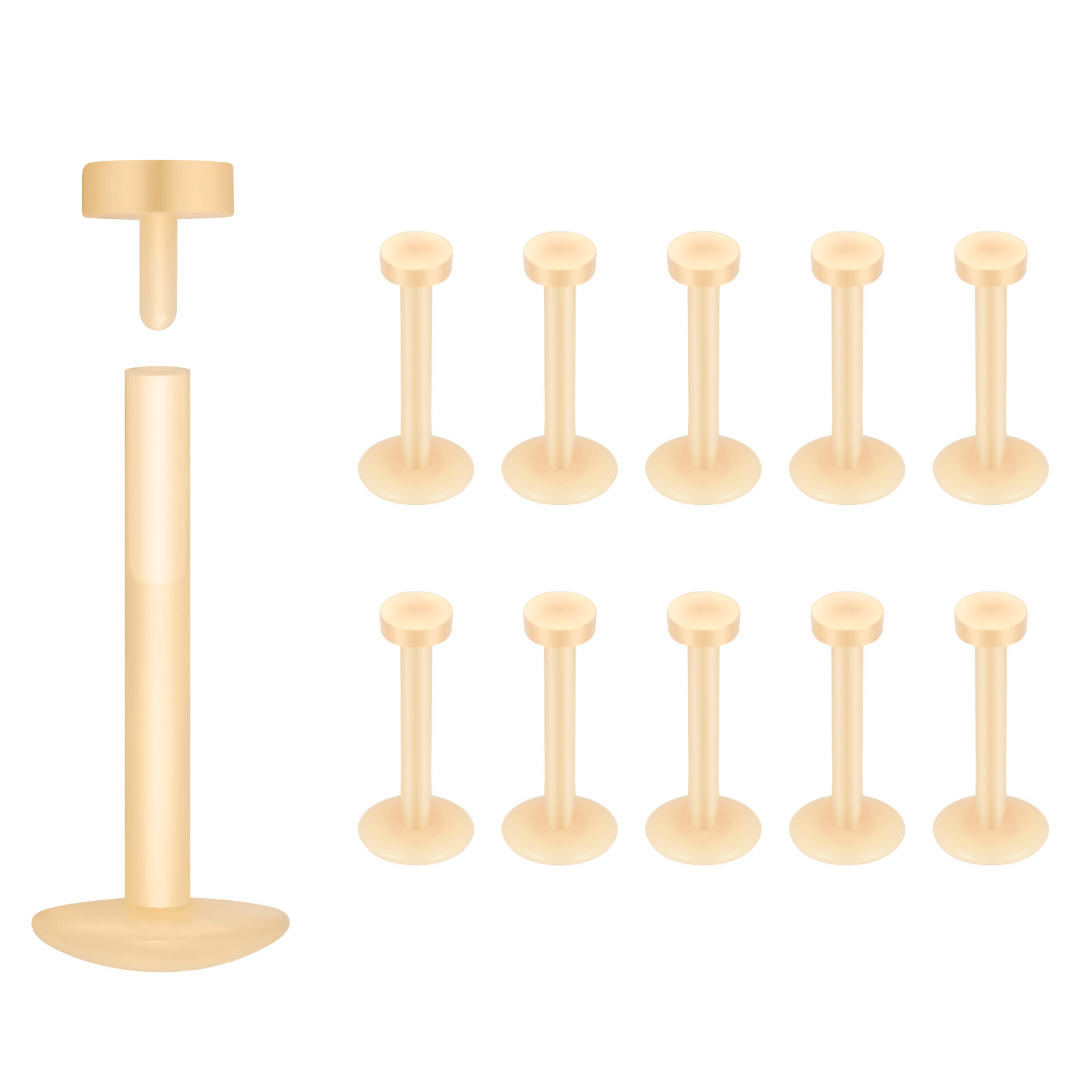 40PCS Silicone Lip Studs Push in Labret Nose Ring Helix Cartilage Earrings 16G