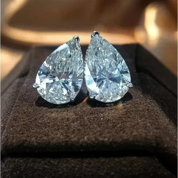 4.00 CT Pear F-VS1 Lab Grown Diamond Women Wedding Stud Earrings 14K White Gold