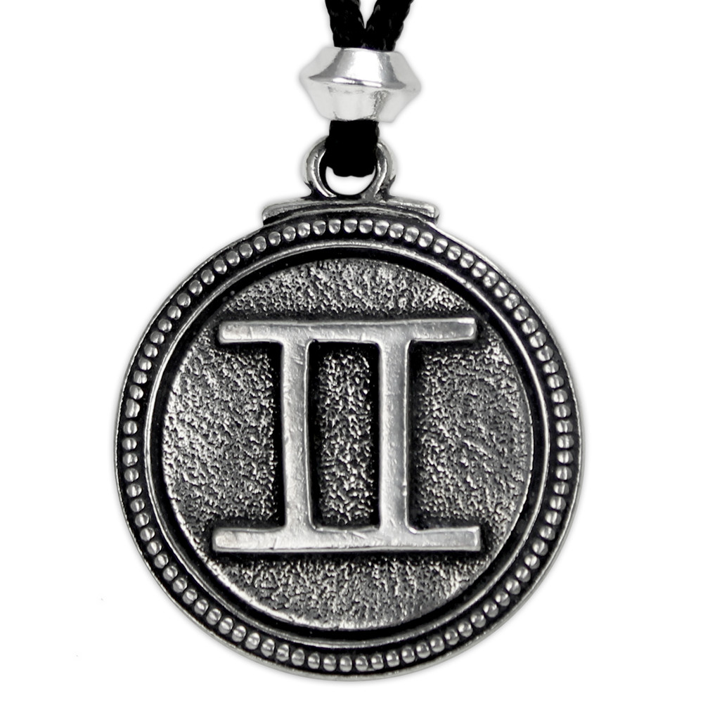 Gemini Zodiac Pendant Astrology Necklace Horoscope Pewter jewelry talisman